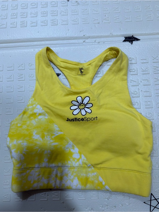 Justice Other - Justice Yellow Daisy Sports Bra with Tie-Dye Accent